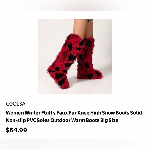 Walmart Shoes - COOLSA Women's Red Faux Fur Winter Boots